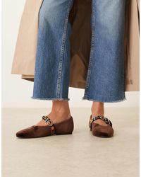 ASOS - – leah – verzierte mary-jane-ballerinas aus samt - Lyst