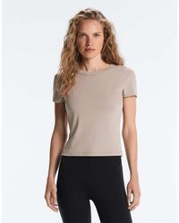 Oysho - Fitted Short-sleeved Rib T-shirt With Modal - Lyst