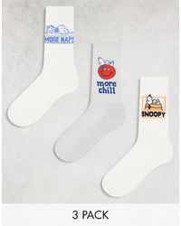 ASOS - 3 Pack Sock With Chill Snoopy Artwork - Lyst