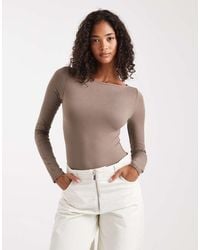 Miss Selfridge - Sculpted Boat Neck Bodysuit - Lyst