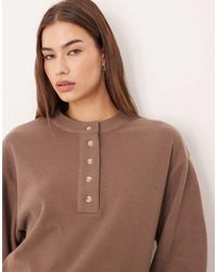 ASOS - Supersoft Oversized Henley Sweater - Lyst