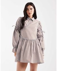 Daisy Street - Long Sleeve Asymmetric Button Down Mini Shirt Dress - Lyst