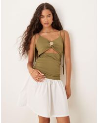 ASOS - Tie Strap Cut Out Poplin Skirt Mini Dress With Hardware Detail - Lyst