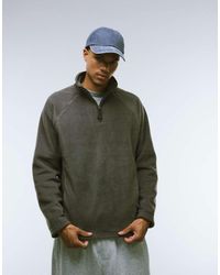 ASOS - Sudadera Gris Extragrande Con Cremallera Corta Y Cuello Alzado De Felpa De -Verde - Lyst