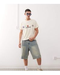 Collusion - T-Shirt Anti-Fit A Maniche Corte Oversize Bianca Con Stampa - Lyst