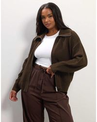 Yours Clothing - Bomber Knitted Cardigan - Lyst
