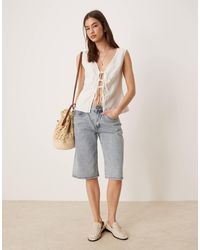 Glamorous - Longline Denim Shorts - Lyst