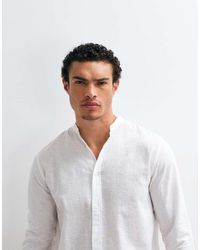 Only & Sons - Linen Mix Grandad Collar Shirt - Lyst