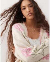 Miss Selfridge - – offene strickjacke mit blumenmuster - Lyst