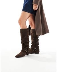 schuh - Dallas - bottes souples en daim - marron - Lyst