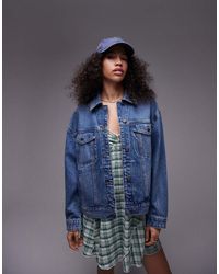 TOPSHOP - Giacca Di Jeans Oversize Medio - Lyst
