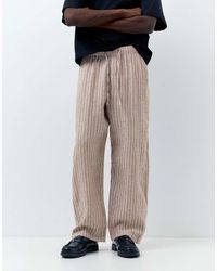 Pull&Bear - Pantalon en 100 % lin - marron - Lyst