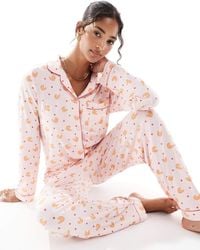 Chelsea Peers - Poly Long Sleeve Revere Pyjama Set - Lyst