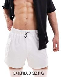 ASOS - Pantaloncini Da Bagno Taglio Corto Grigi Con Tasche Stile Cargo - Lyst