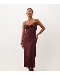 New Look - Satin Cowl Neck Midi Dress - Lyst