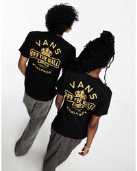 Vans - Checkerboard society - t-shirt a maniche corte nera con stampa sul retro - Lyst