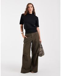 ASOS - High Neck Shoulder Pad Waisted T-shirt - Lyst