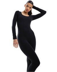 In The Style - X Perrie Sian Premium Jersey Long Sleeve Square Neck Unitard - Lyst