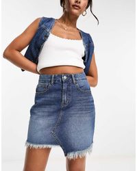 Don't Think Twice - Dtt Raw Hem Denim Mini Skirt - Lyst