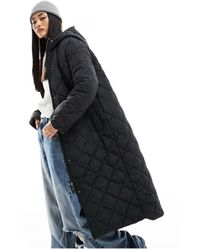 Monki - Long Quilted Coat - Lyst