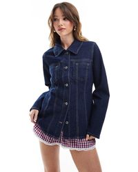 ONLY - Giacca Di Jeans Aderente Scuro Con Cuciture A Contrasto - Lyst