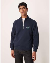 Calvin Klein - Monologo Cotton Quarter Zip Sweatshirt - Lyst