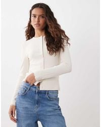 Miss Selfridge - Brushed Rib Lace Cuff Cardigan - Lyst