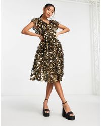 Y.A.S - Flower Sequin Frill Dress - Lyst
