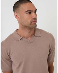 Threadbare - Trophy Neck Short Sleeve Knit Polo Top - Lyst