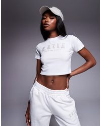 Kaiia - Cotton Rich Embroidered Logo Baby Tee Co-ord - Lyst