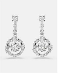 Swarovski - Constella Drop Earrings, Round Cut, Dancing Stone, Rhodium Plated - Lyst