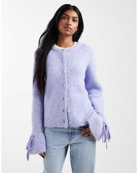 Object - Soft Rib Knitted Cardigan With Tie Cuff Detail - Lyst