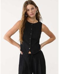 Stradivarius - Textured Top With Buttons - Lyst