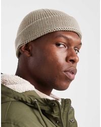 ASOS - Gorro Beis Pequeño Estilo Pescador De Punto Acanalado De - Lyst