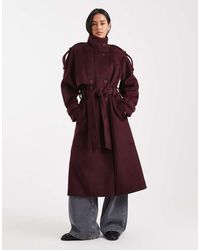 ASOS - Nette Trenchcoat Met Opstaande Boord En Lange Pasvorm - Lyst