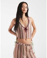 New Look - Co-ord Crochet Stripe Waistcoat - Lyst
