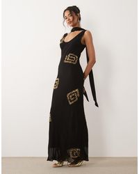 Never Fully Dressed - Simona Scarf Neck Sleeveless Sequin Detail Maxi Dress - Lyst
