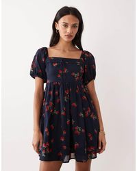 Abercrombie & Fitch - Square Neck Milkmaid Mini Dress - Lyst