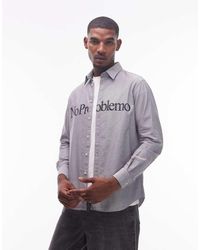 No Problemo - Logo Long Sleeve Cotton Oxford Shirt - Lyst