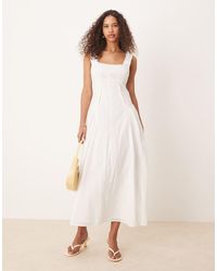 ASOS - Vestito Lungo Stile Rustico Con Scollo Squadrato E Vita Scesa - Lyst