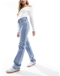 Pieces - Kelly - jeans dritti a vita alta chiaro - Lyst