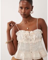 Mango - 100% Cotton Embroidered Strappy Cami Top - Lyst