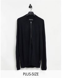 French Connection Plus Knitted Zip Thru Bomber Cardigan - Blue
