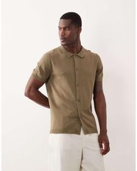 New Look - Knitted Button Through Polo Top - Lyst