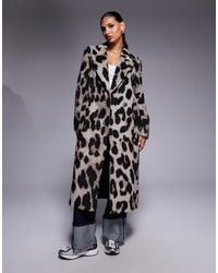 River Island - – angerauter, zweireihiger mantel - Lyst