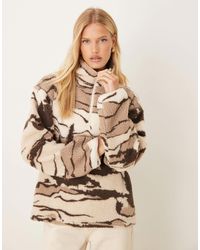ASOS - Teddy Zip Up Fleece With Mountain All Over Print - Lyst