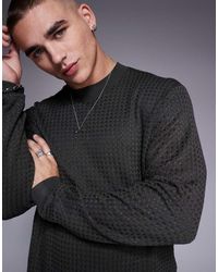 ARMANI EXCHANGE - Maglione Girocollo Testurizzato Scuro Con Logo - Lyst