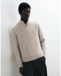 ASOS - Pull oversize en maille mohair à demi-zip couleur pierre claire - Lyst