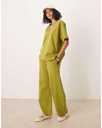 ASOS - Joggers Caquis De Pernera Barrel De Tejido Entrelazado De (Parte De Un Conjunto)-Verde - Lyst