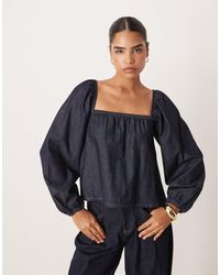 ASOS - – langärmliges ausgestelltes top aus denim - Lyst